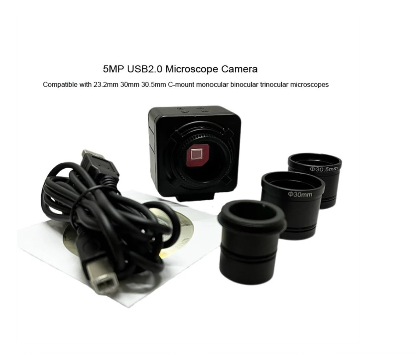 5MP USB Microscope Camera Digital Eyepiece for Mono, Bino & Trinocular