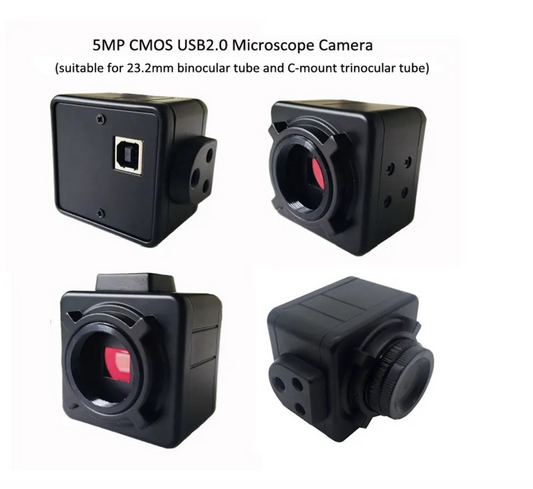 5MP USB Microscope Camera Digital Eyepiece for Mono, Bino & Trinocular
