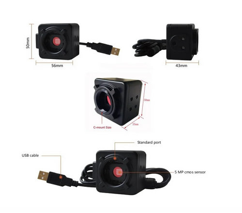5MP USB Microscope Camera Digital Eyepiece for Mono, Bino & Trinocular
