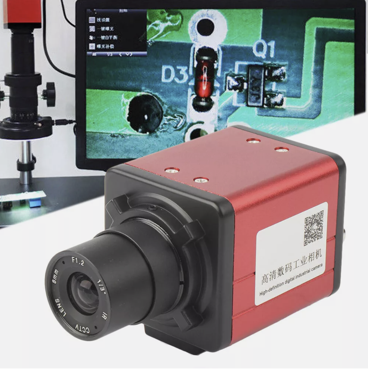 14MP HD C-Mount Microscope Camera w/ Zoom Lens AV TV BNC Output Industrial