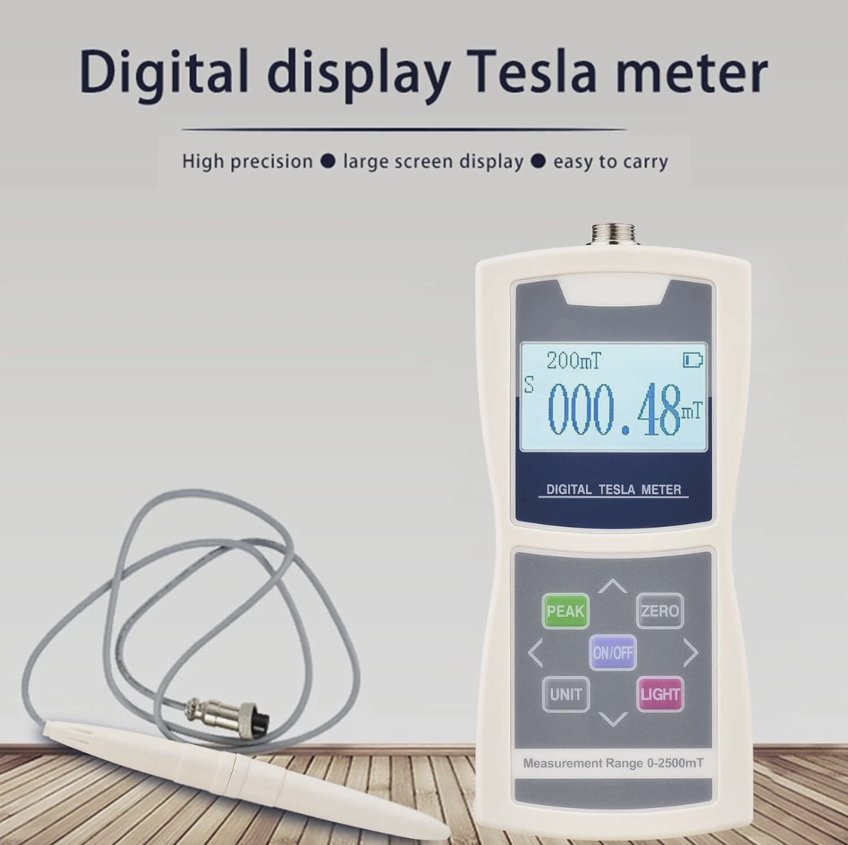 Digital Tesla Meter Gaussmeter High Accuracy 0-2000mT Magnetic Field Tester L5
