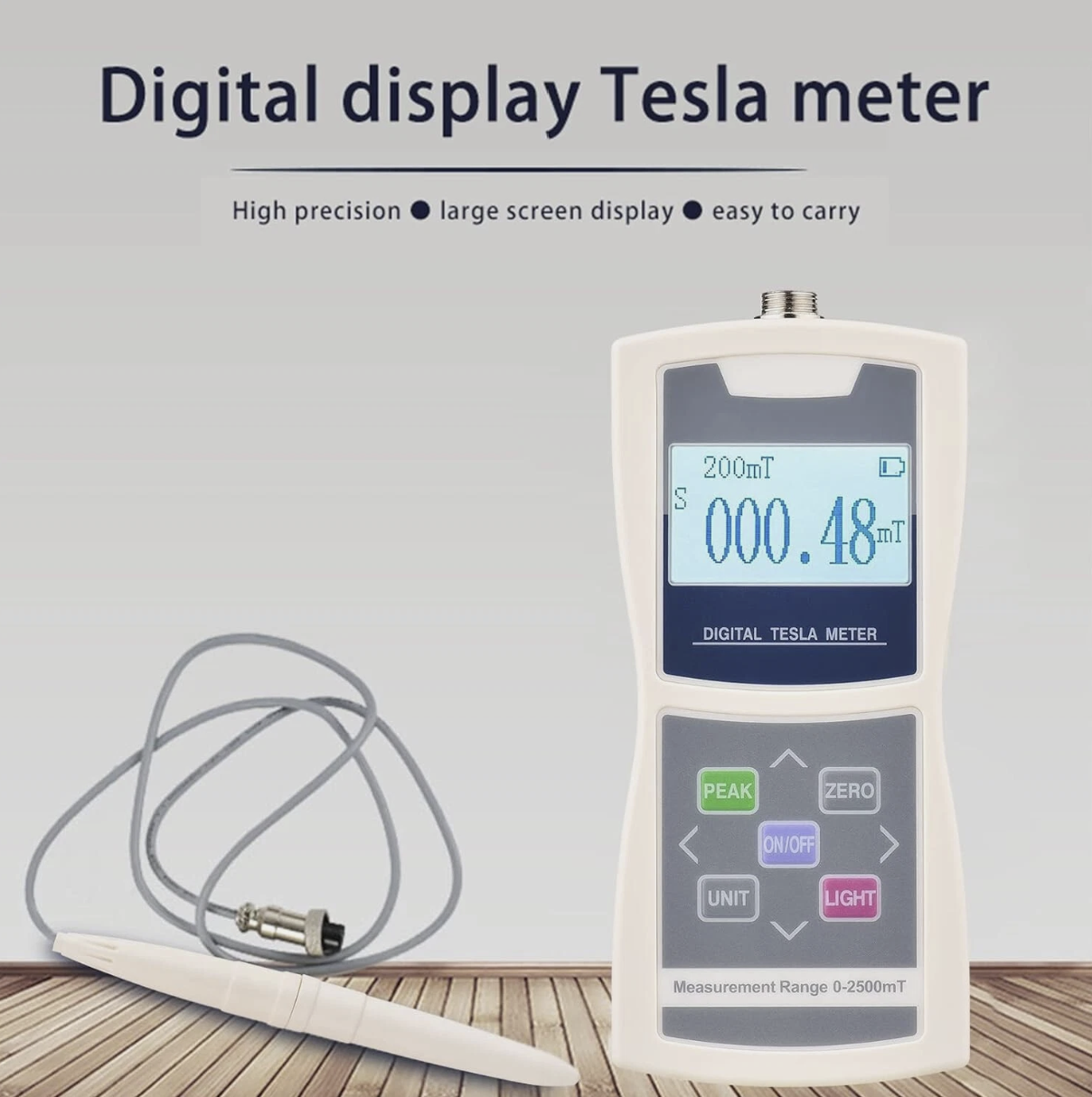 Digital Tesla Meter Gaussmeter High Accuracy 0-2000mT Magnetic Field Tester L1