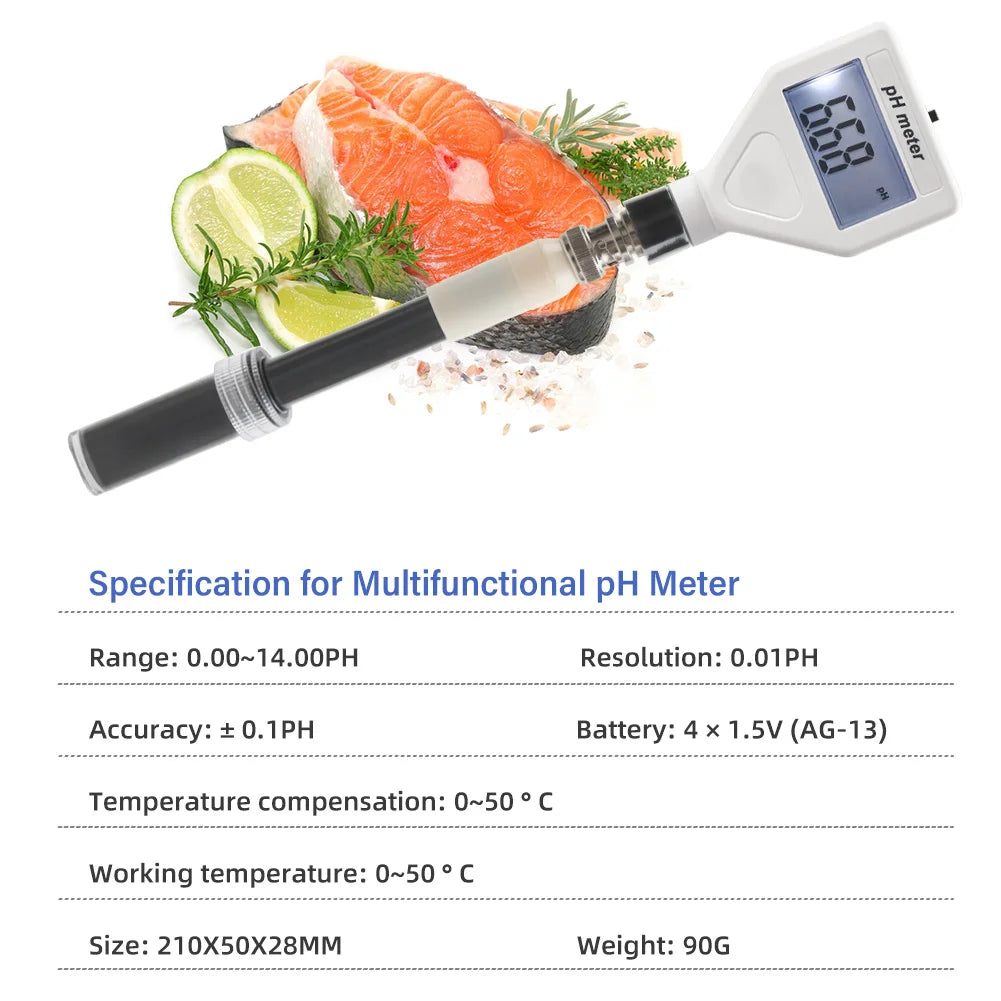 PH Meter Flat End Tip ATC Digital 0.00~14.00 High Accuracy