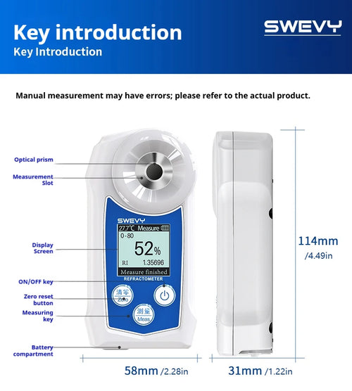 Refractometer Alcohol 0‑80% Digital High Accuracy Tester Meter SW80S