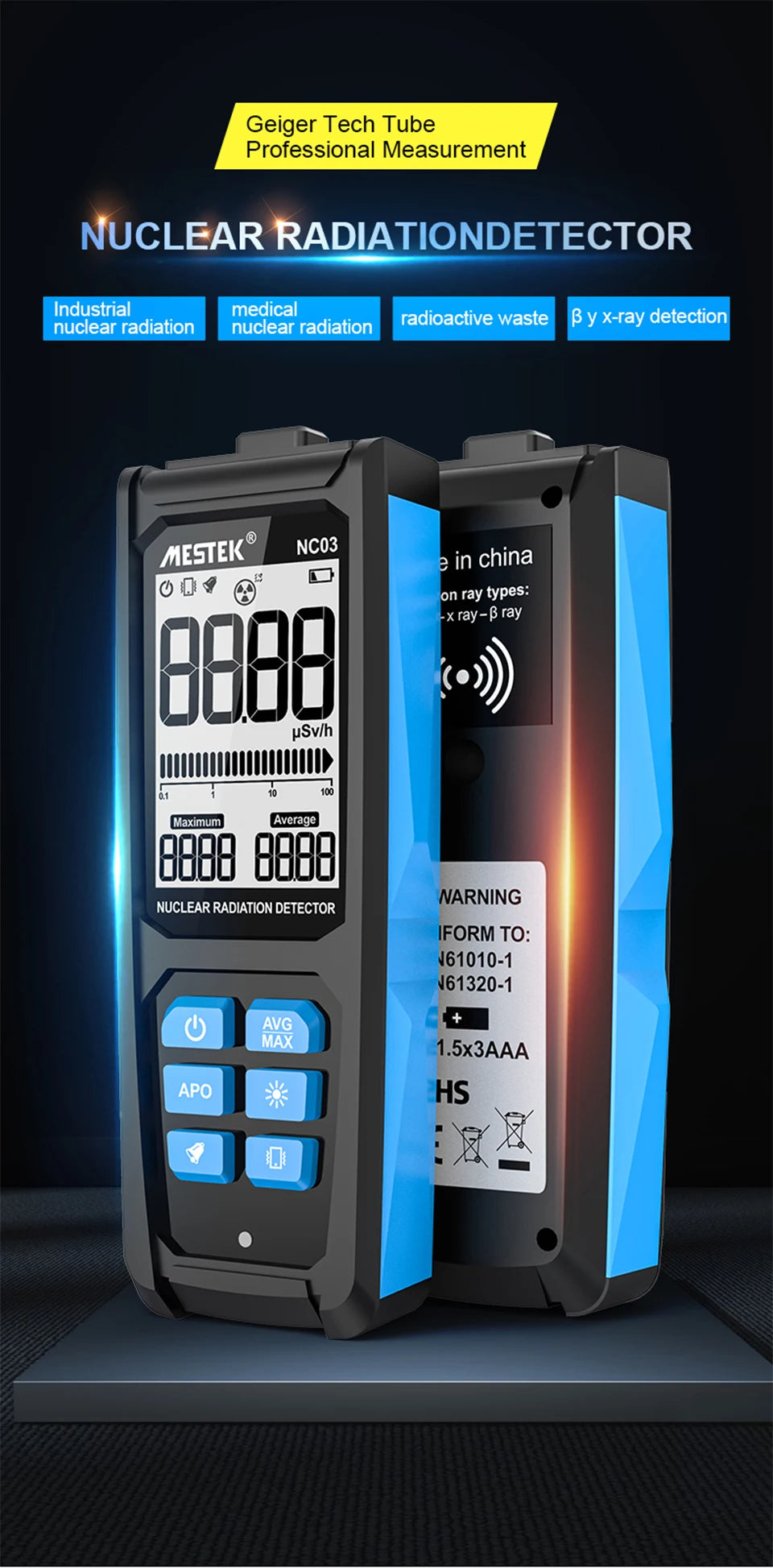Nuclear Radiation Detector Geiger Counter Dosimeter Dosimeter X γ β ray Radioactivity Tester