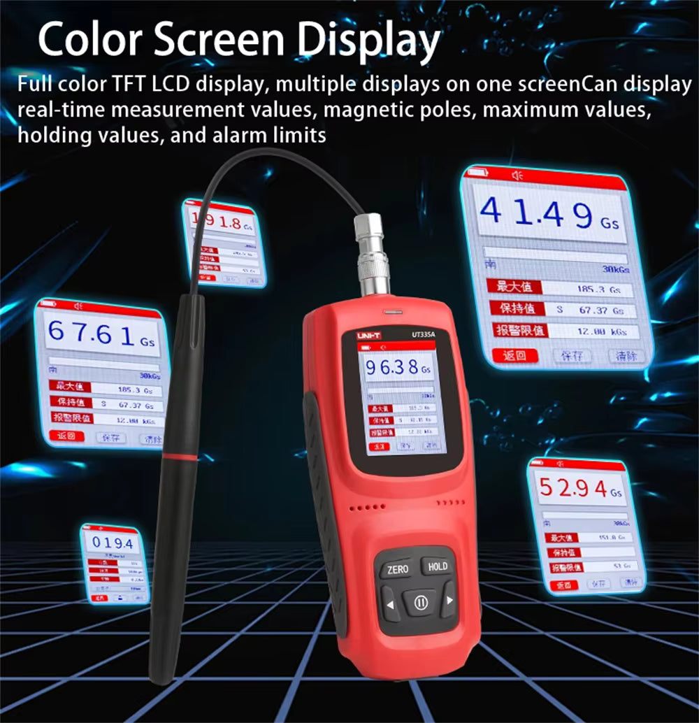 Digital Tesla Meter Gaussmeter Gauss Meter Magnetic Detection 0~3000mT/kGs Surface Magnetic Strength Gaussian Meter with Data Storage Calibration