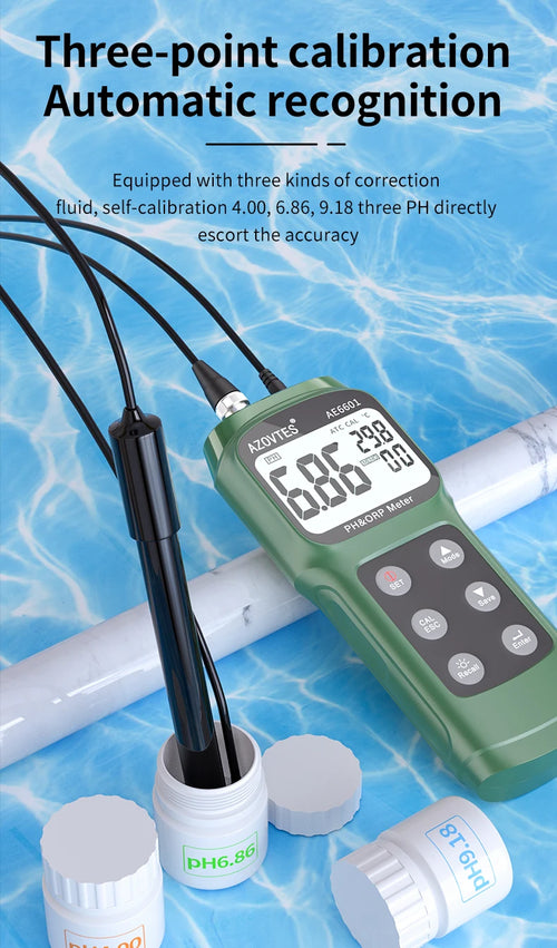 pH ORP & Temperature Meter Redox Millivolt Tester Monitor 0-14 pH AE6601