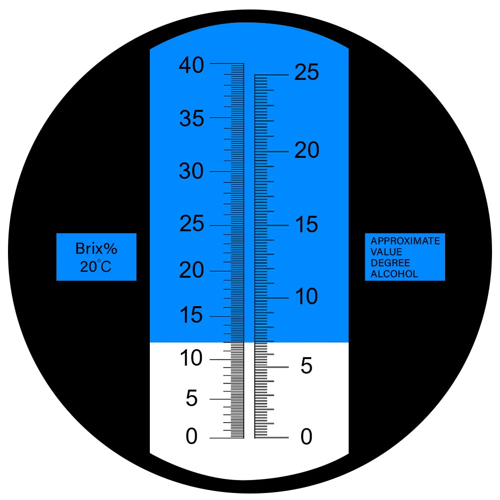 Refractometer Brix 0-40% & 0-25% Alcohol Handheld ATC Tester for Wine Industry