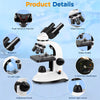 Microscope Binocular Biological 1000X Magnification LED Phone Holder Top & Bottom Light