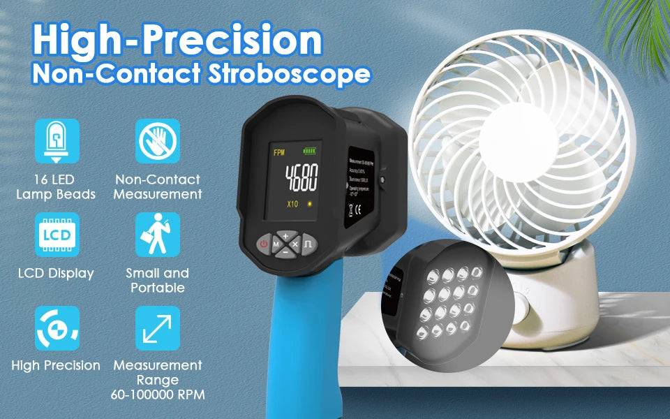 Strobe Tachometer Digital Tacometro,60~99999 RPM FPM Testo, Speedomete