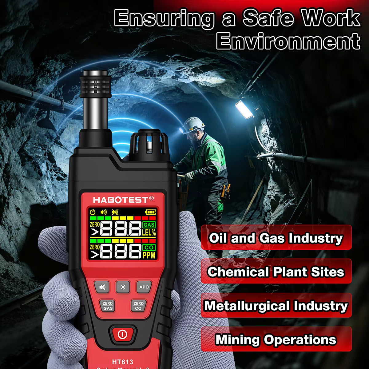 Carbon Monoxide CO & Combustible Flammable Gas Meter 2 in 1 Detector 0-999ppm
