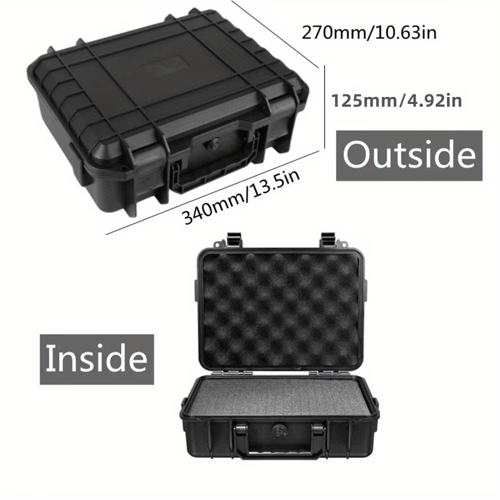Waterproof Hard Tool Case with Foam Insert Storage Box 340x270x100mm