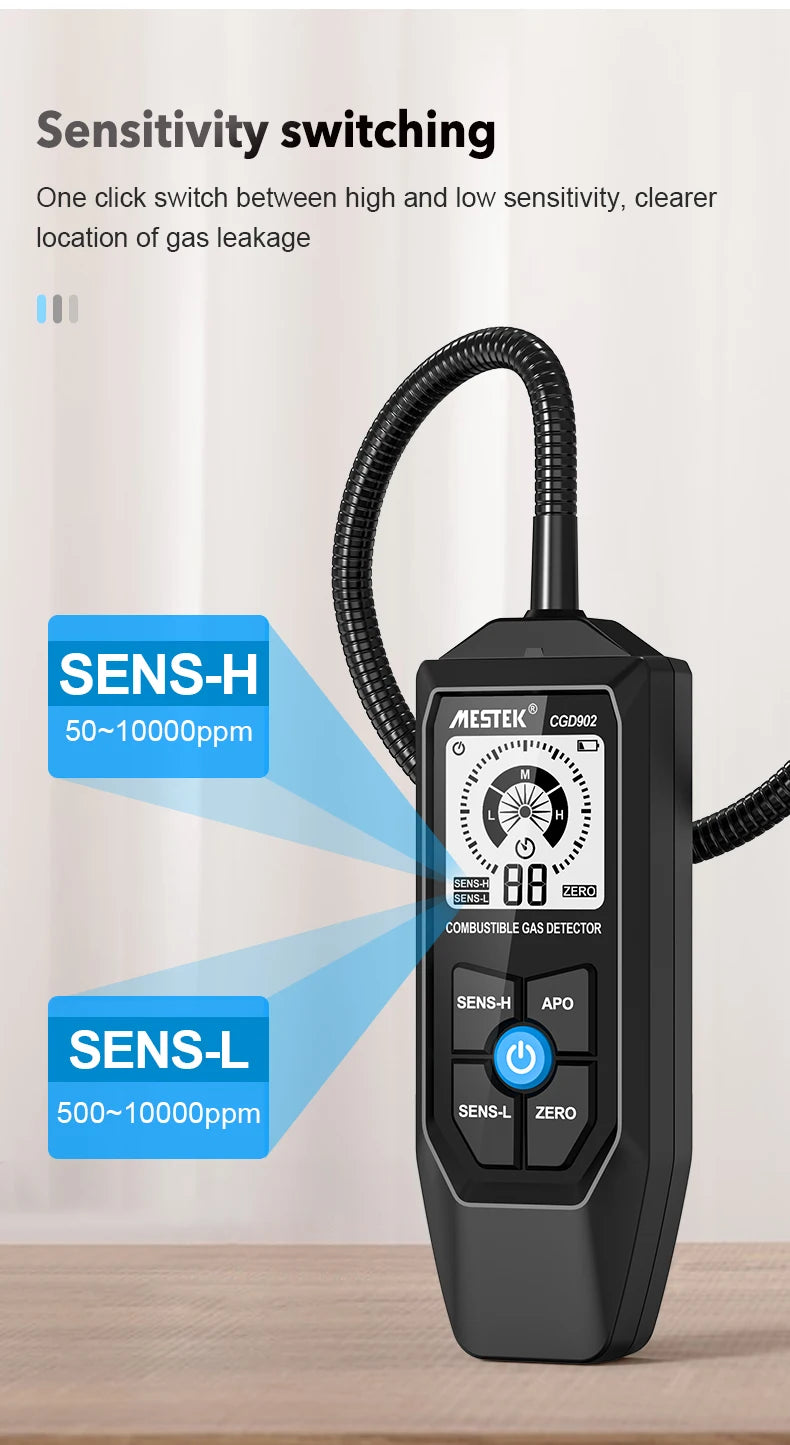 Gas Leak Detector Combustible Flammable Natural LPG Tester Mestek G