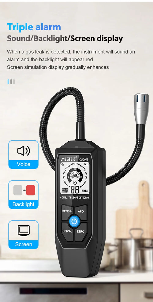 Gas Leak Detector Combustible Flammable Natural LPG Tester Mestek G