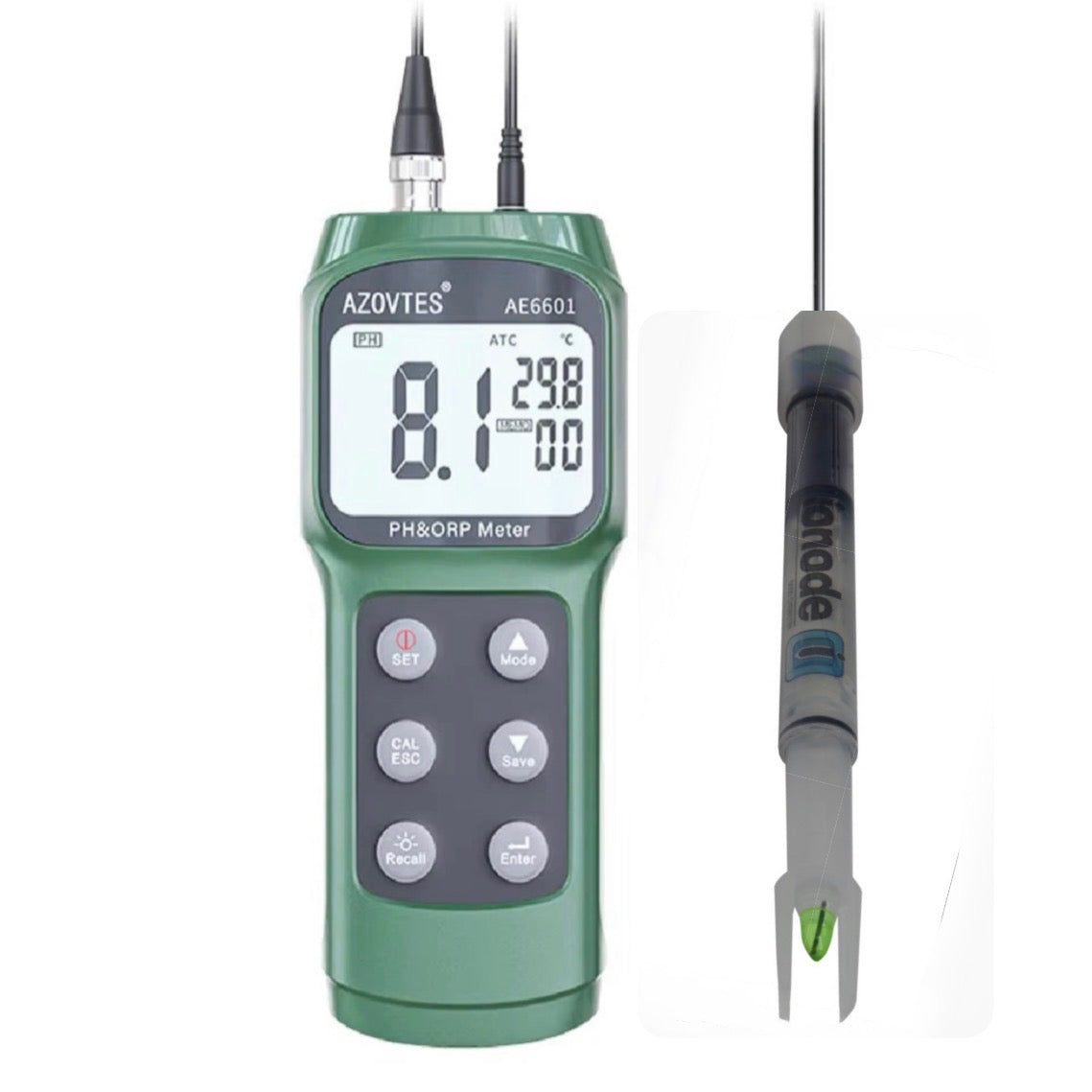 IJ44A pH Probe, pH & Temperature Meter Redox Millivolt Tester Monitor 0-14 pH AE6601