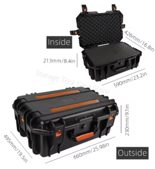 Waterproof Hard Tool Case with Foam Insert Storage Box 660x495x230mm