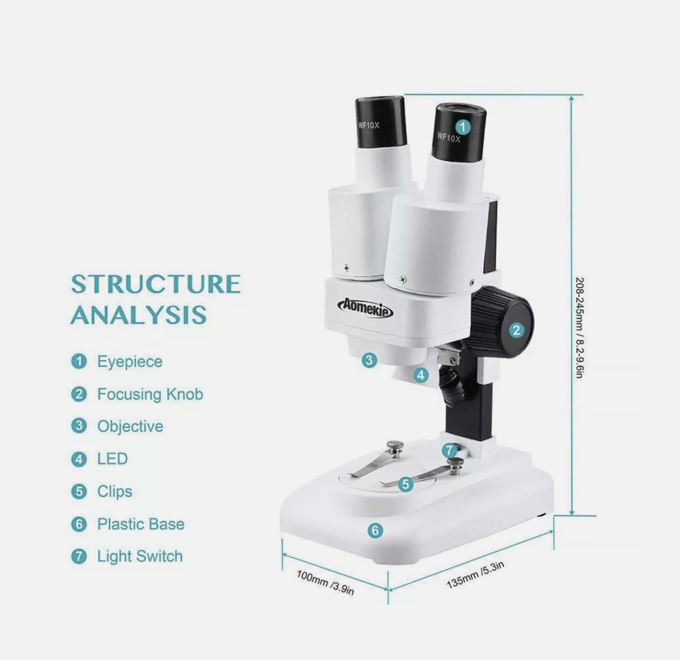Microscope Stereo 20x with Phone Holder For Factories Laboratories Schools