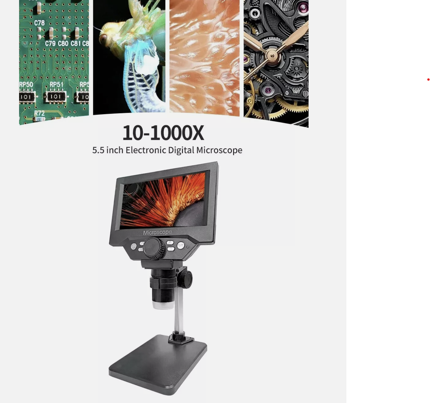Microscope Digital 5.5 inch 50X-1000x Magnifier 1080P with 8 LED Magni