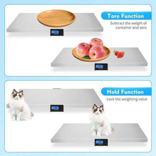 Scale Digital Pet Electronic Weigh 300KG x 0.1kg AC Weighing Back-lit Blue LCD 80X53CM