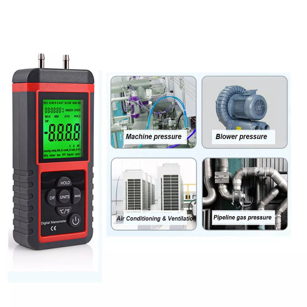 Digital Manometer Differential Air Pressure Meter ±2.999Psi Gauge High KPA  AUS