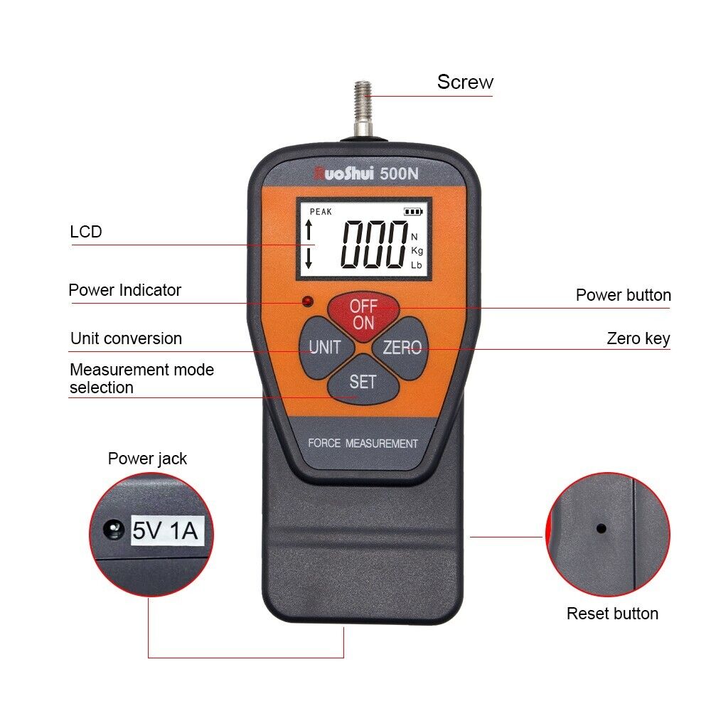 Digital Force Gauge Dynamometer Push Pull Force Tester Meter 50N