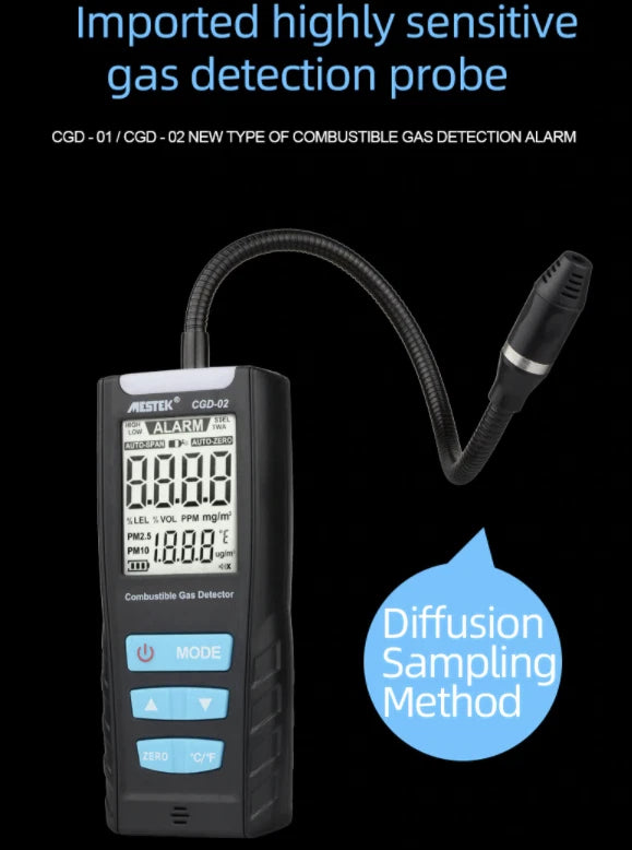 Gas Leak Detector Combustible Flammable Natural Gas Tester Meter Air Analyzer CGD-02