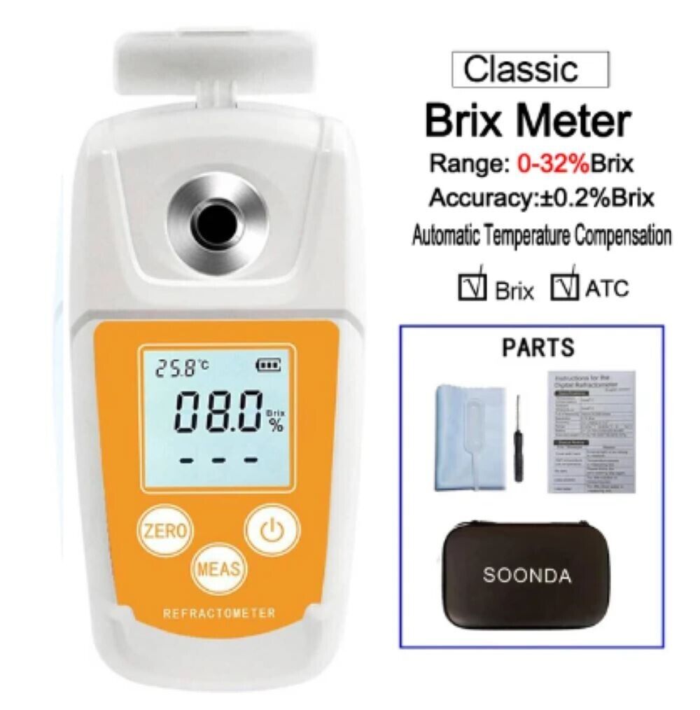 Brix Refractometer 0‑32% Digital High Accuracy Beverage Brix Tester Meter