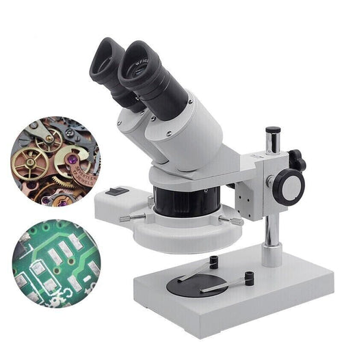 Microscope Binocular Stereo 20X 40X Laboratory Scope Illuminated Ring Lights