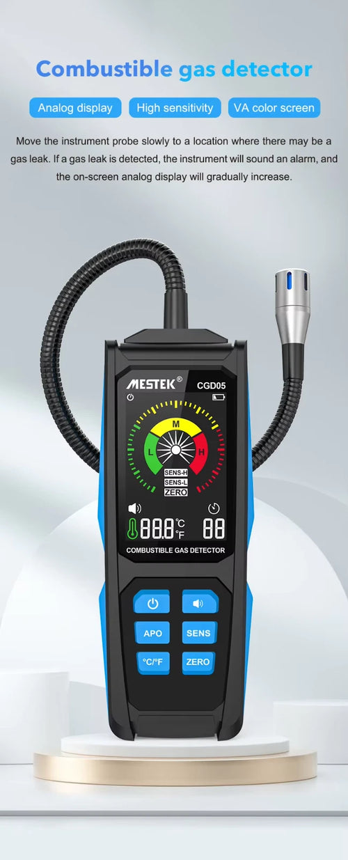Gas Leak Detector Combustible Flammable Natural Gas Tester Meter Air Analyzer CGD05