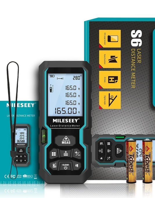 Laser Distance Tape Measure Rangefinder 60M Tool Electronic Ruler MILESEEY S6