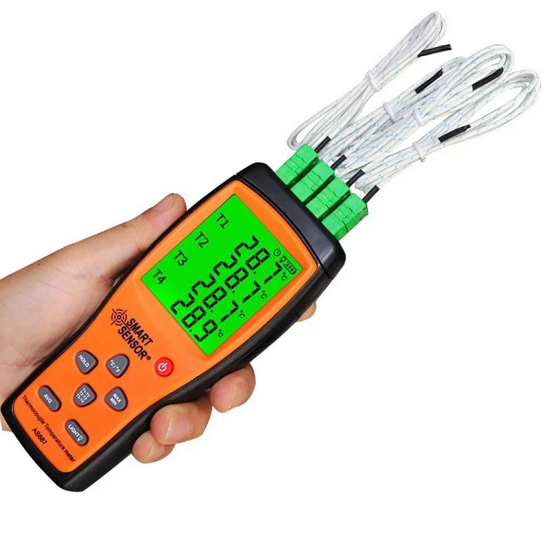 Thermometer Temperature Temp Meter K Type 4 Channel 1372°C SMART SENSOR AS887