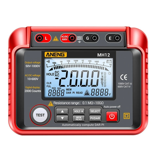 Insulation Resistance Meter Digital Megohmmeter Volt Tester Megger Voltmeter