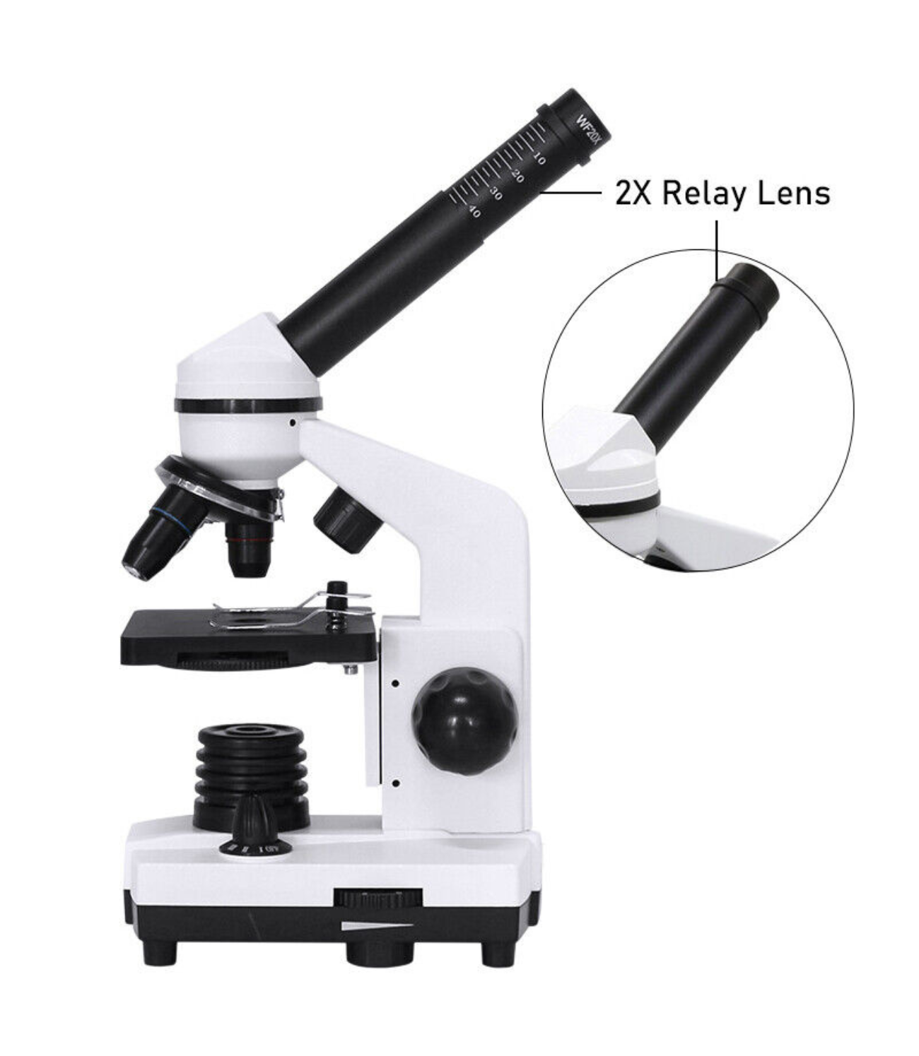 Monocular Microscope 40X-1600X with LED Built in Light and Smartphone Adapter