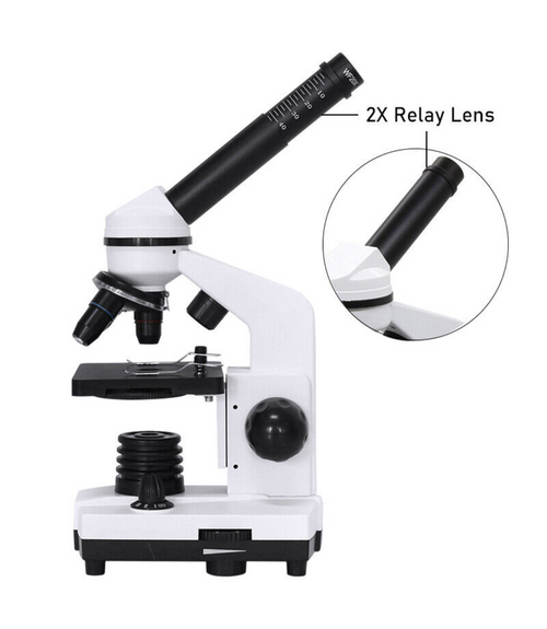 Monocular Microscope 40X-1600X with LED Built in Light and Smartphone Adapter