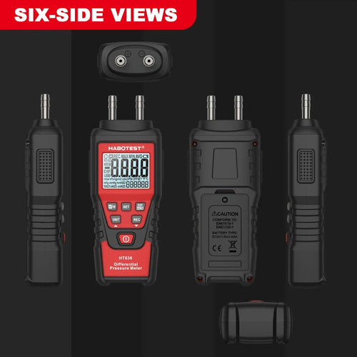 Manometer Digital Air Pressure Meter Differential Gas Tester Tool LCD Gauge HT636