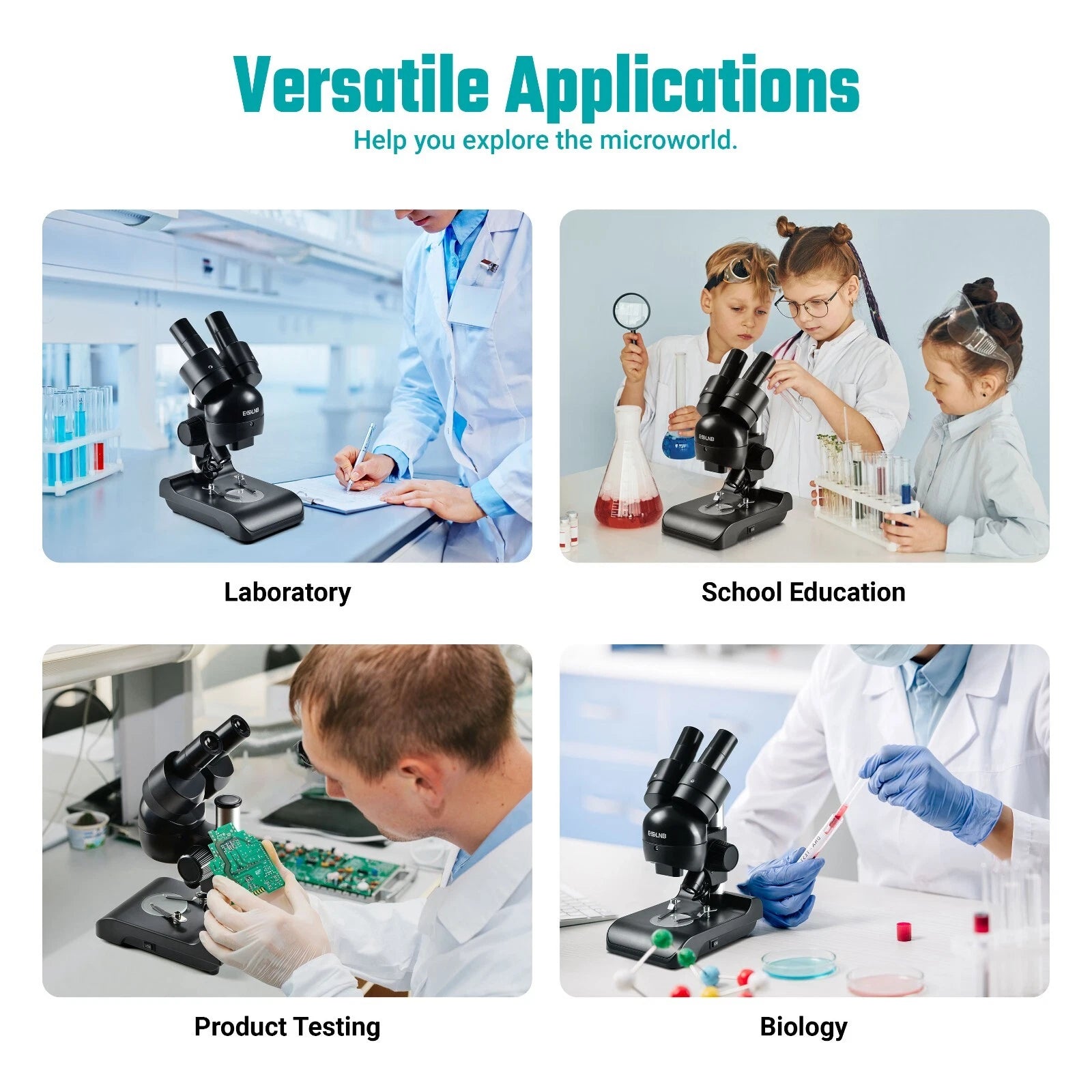 Microscope Stereo 30x with Top & Bottom Illumination For Factories Laboratories Schools