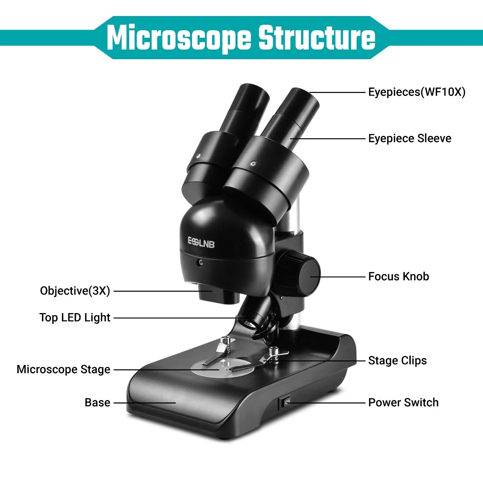 Microscope Stereo 30x with Top & Bottom Illumination For Factories Laboratories Schools
