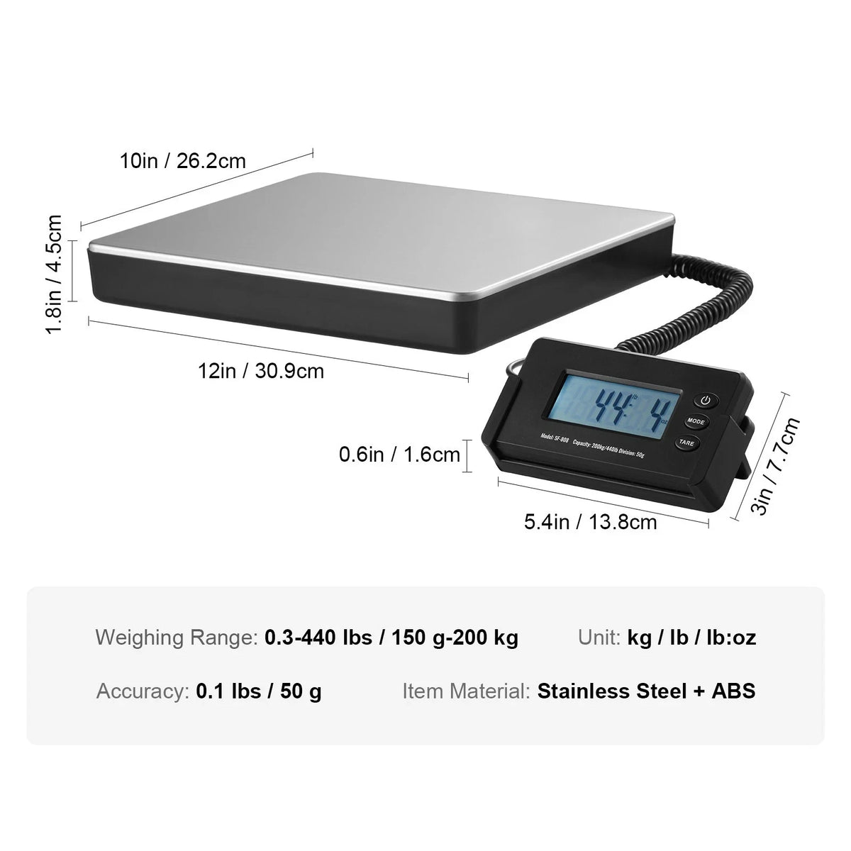 Scale Digital Floor Postal Electronic  Weigh 150KG x 50g AC Power Adaptor SF-808