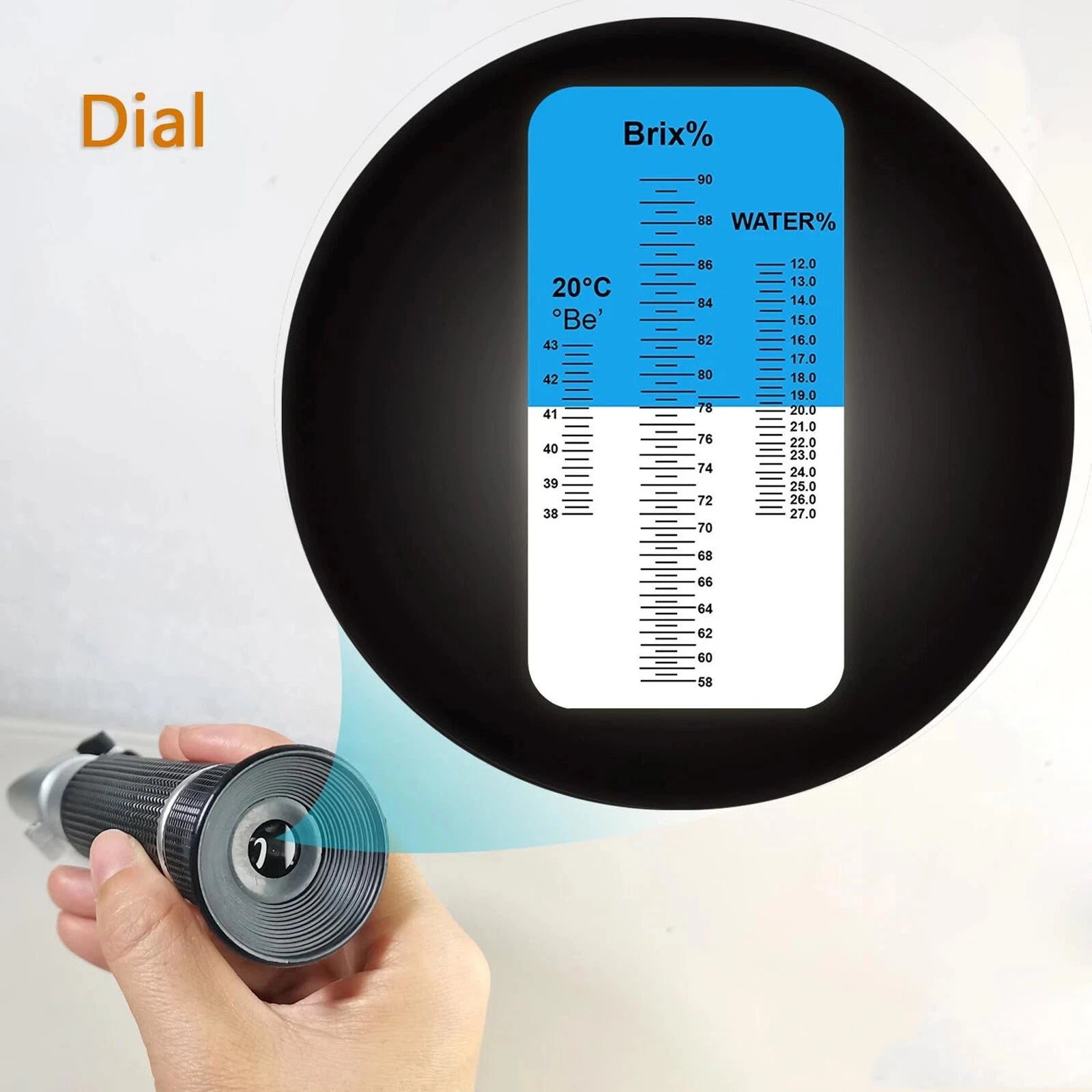 Refractometer Brix 58-90%, Water 12-27% & Baume 38-43% Handheld ATC Tester