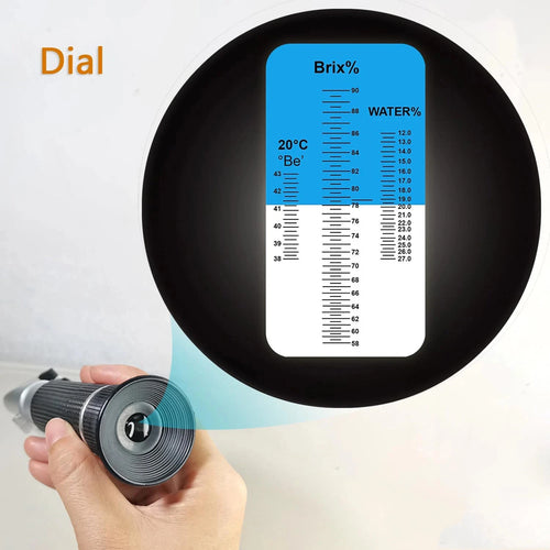 Refractometer Brix 58-90%, Water 12-27% & Baume 38-43% Handheld ATC Tester