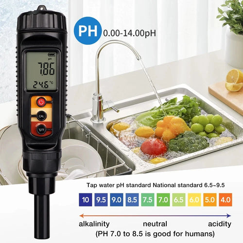 PH Meter Flat End Tip Digital Auto Calibrating  0.00~14.00 High