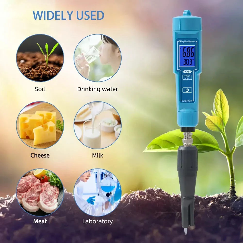 pH Meter Measures 0-14 Spear Tip Tests Tester Aquariums Hydroponics Pools Aquaponics Urine