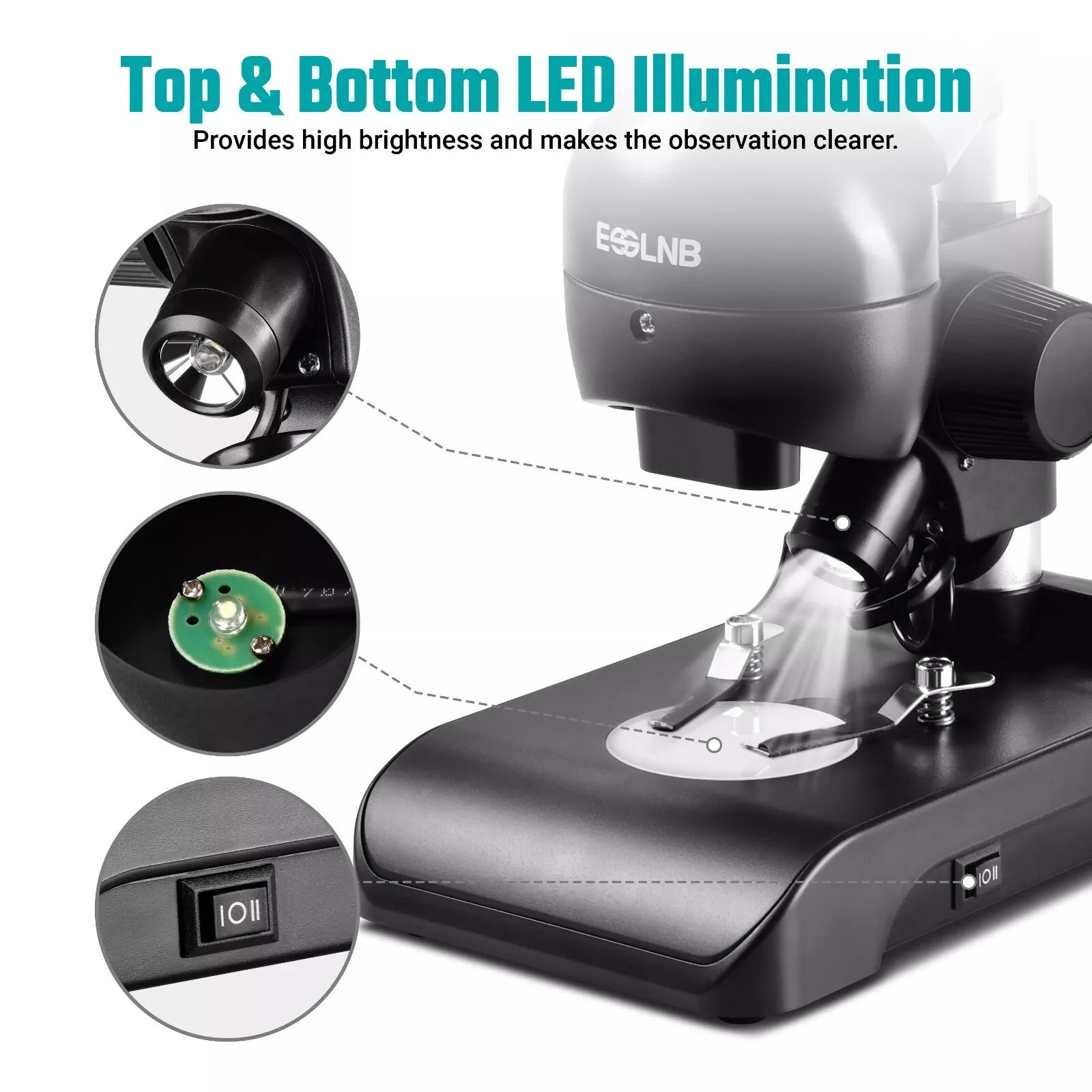 Microscope Stereo 30x with Top & Bottom Illumination For Factories Laboratories Schools