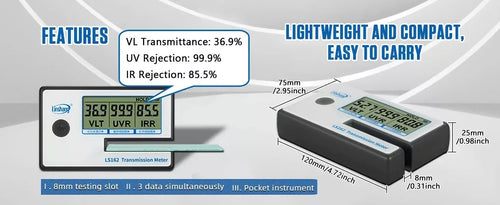 Window Film Tint Meter Glass IR UV VL Infrared Visible Light Tester LS162