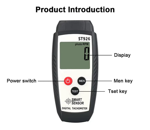 Tachometer Laser Photo Non Contact Digital RPM Tach Tester Meter LCD Speedometer ST926