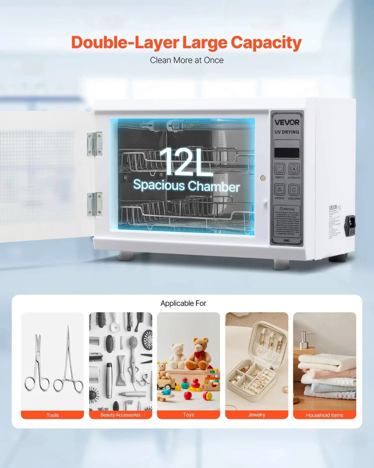Sterilizer UV Ultraviolet Sanitizer Cleaning Machine 12L Large Capacity 208C