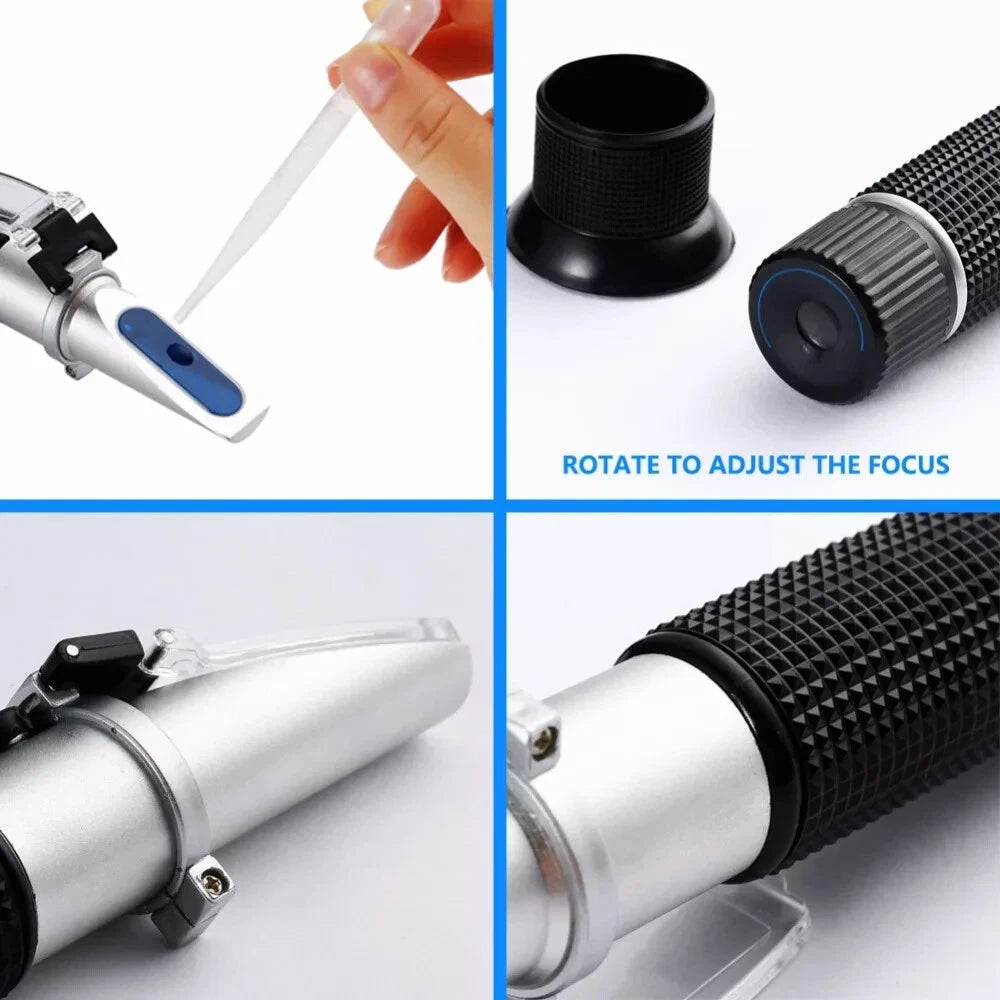 Refractometer Brix 28-62% Handheld ATC Tester for Sugar Fruit Wine Measurements