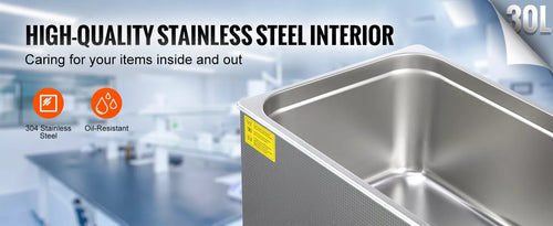 Ultrasonic Cleaning Bath 30L Digital Stainless Ultrasonic Cleaner Timer Heat