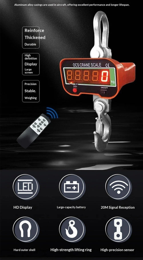 Scale Hanging LCD Digital 5000KG 5T High Precision Portable Crane scale