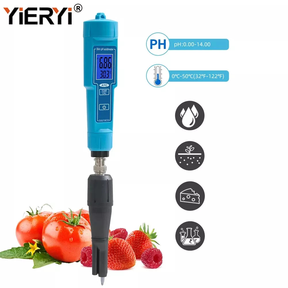 pH Meter Measures 0-14 Spear Tip Tests Tester Aquariums Hydroponics Pools Aquaponics Urine
